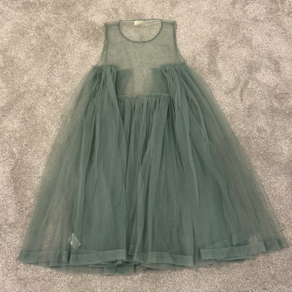 Anthropologie Maeve Sleeveless Sheer Tulle Overlay Duster One Size Green - Picture 4 of 9